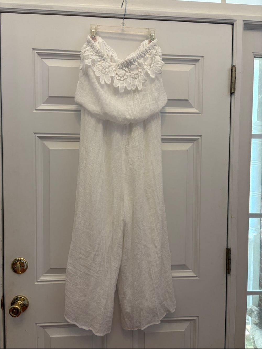 Chic Off-White Strapless Jumpsuit